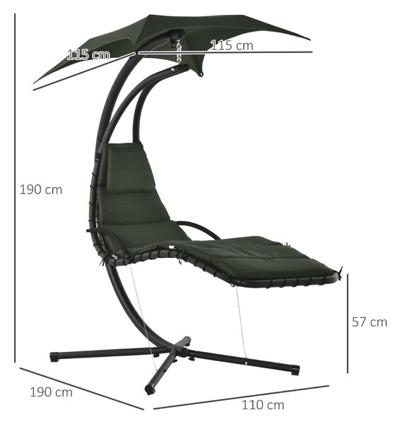 Outsunny Sdraio Sospesa Da Giardino Con Tettuccio Orientabile A