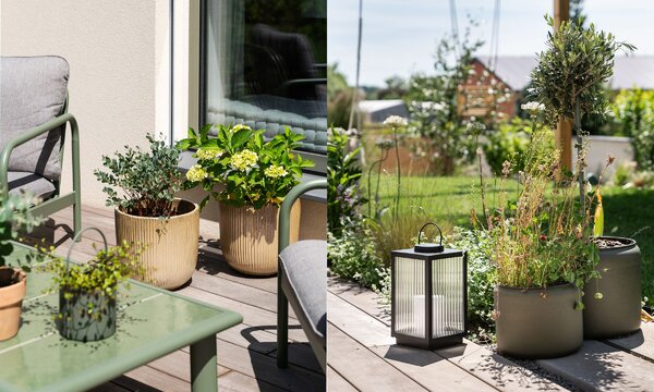 Fioriere e lanterne sulla terrazza