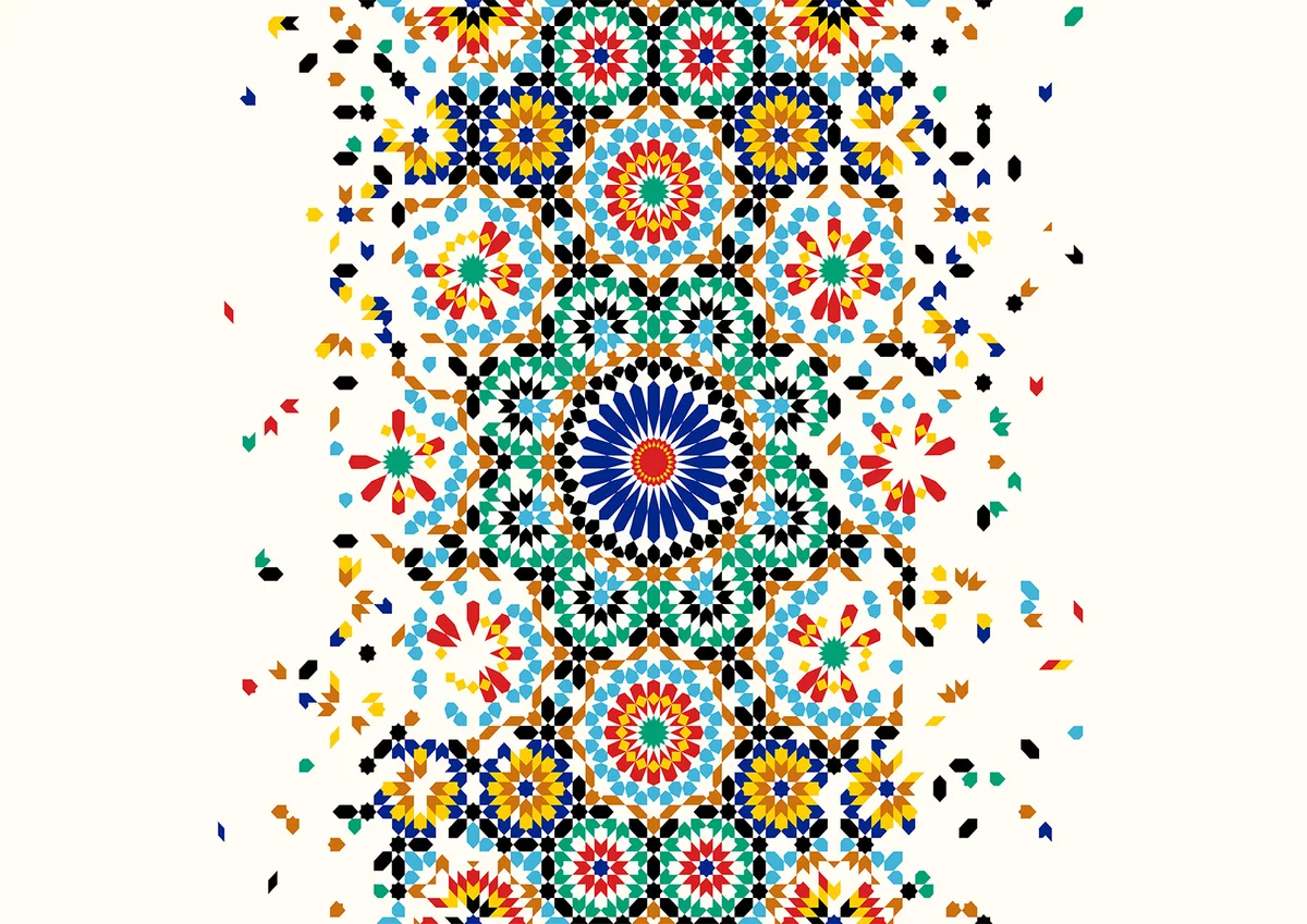 Carta da parati Motivo colorato su sfondo bianco, Carta da parati design, Carta da parati popolare, u71921 - Tapeko.it