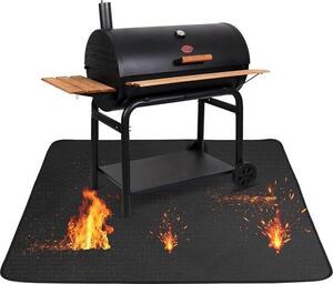 Tappetino ignifugo per barbecue, 91 x 122 cm, tappetino per terrazze e verande, adatto a barbecue a gas ed elettrici