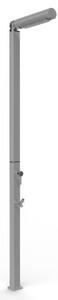 Doccia da Giardino in Alluminio con Miscelatore e Lavapiedi QUICK Q125 Dimensioni 12,6x9x h 210 cm - peso 8 kg con Soffione integrato, colore Alluminio Satinato