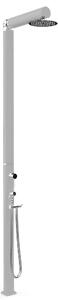 Doccia da Giardino Miscelatore Soffione e Doccetta Mobile QUICK Q125 Dimensioni 12,6x9x h 210 cm - peso 8 kg con Soffione250 mm, colore Bianco lucido