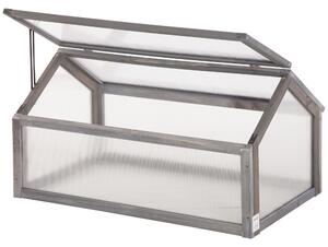 Outsunny Mini-Serra, Casa per Piante Compatta in Legno, Pannelli in Policarbonato, Apertura di Ventilazione, 90x52x49,5 cm, Grigio | Aosom Italy