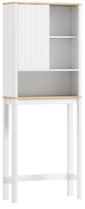 HOMCOM Mobile Sopra WC con Porta a Doghe, Scomparti e Ripiano Regolabile, 65x25x170 cm, Bianco | Aosom Italy