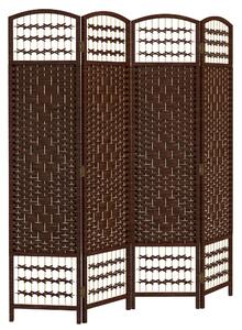 HOMCOM Paravento Interno a 4 Pannelli, Divisore di Ambienti Pieghevole, in Legno, 160x1,5x170 cm, Marrone | Aosom Italy