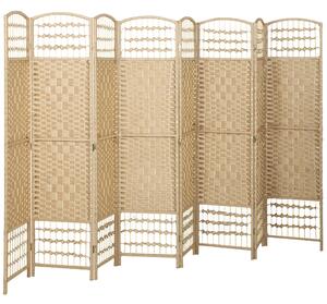HOMCOM Paravento Interno a 8 Pannelli, Divisore di Ambienti Pieghevole, in Legno, 320x1,5x170 cm, Legno Naturale | Aosom Italy
