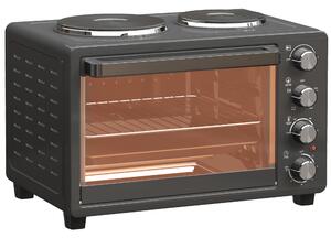 HOMCOM Forno Elettrico da Appoggio 28L 2600W con Piastre Riscaldanti, Temperatura Regolabile, Timer e Teglia, 48,6x36,3x33 cm, Nero | Aosom Italy