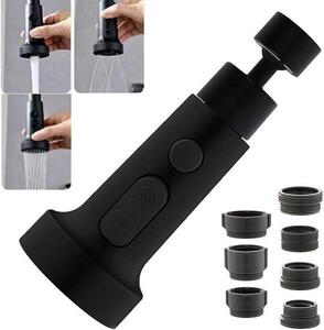 Allecto Premium - Prolunga per rubinetto da cucina con rotazione a 360° - Nero - Filtro aeratore per rubinetto - Accessori per rubinetti da bagno con testa estraibile
