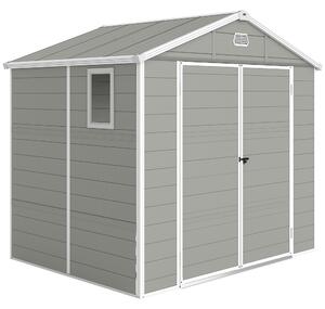 Outsunny Casetta da giardino con tetto a due falde, Capanno per attrezzi, 240 x 190 x 180/228 cm e 4,1 m², Grigio | Aosom Italy