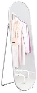 HOMCOM Specchio a Figura Intera da Terra con Supporto Pieghevole, Vetro e Metallo, 40x41x159 cm, Bianco | Aosom Italy