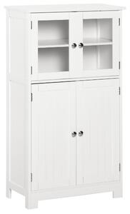 Mobiletto Bagno con due Armadietti 60x30x108,5 cm in MDF Bianco