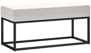 HOMCOM Panca da Ingresso Moderno in Acciaio, Spugna e Tessuto Vellutato con Piedini Regolabili, 94x42x44 cm, Crema | Aosom Italy