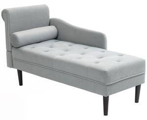 HOMCOM Chaise Longue con Rivestimento Trapuntato Effetto Velluto Grigio, in Legno Massello e Spugna, 146x61x82.5 cm | Aosom Italy