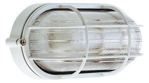 Applique 1 Luce In Alluminio Bianco Piccola Con Griglia Industriale Ovale
