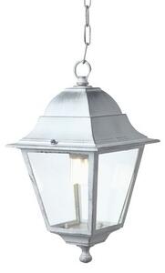 Sospensione Per Esterno 1 Luce In Alluminio Bianco Argento E Vetro Old