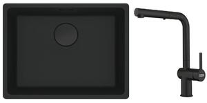 Set rubinetto da cucina Franke Active 115.0653.382, lavello in granito Franke Maris 125.0697.759