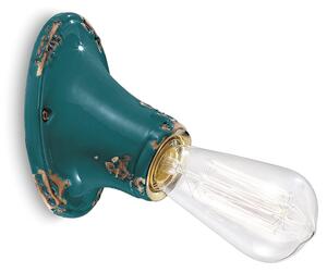 Applique 1 Luce In Ceramica Fnitura Vintage Verde C115 Vintage