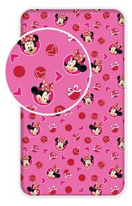 Lenzuolo con angoli per bambini rosa in cotone 90x200 cm Minnie "Hearts" – Jerry Fabrics