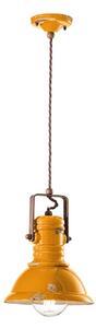 Sospensione 1 Luce In Ceramica Finitura Vintage Giallo C1691 Industrial