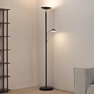 Lampada da terra con luce lettura MALEA Lindby, dimmerabile, Nero, Soggiorno / Sala da pranzo, Metallo, Moderno, Lampada LED da terra
