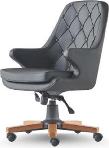 Sedia da ufficio nera Chesterfield Classic in pelle legno Ufficio Ufficio