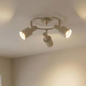Faretto da soffitto Lindby Ovelia, beige, a 3 luci, in metallo, E27 Ovelia Lindby, dimmerabile, Crema / Ambra, Soggiorno / Sala da pranzo, Metallo, Moderno, Faretto