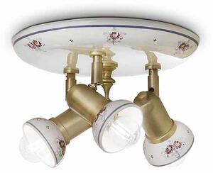 Plafoniera 3 Luci In Cermica Colore Ottone Satinato Diam.36 Cm C149 Savona
