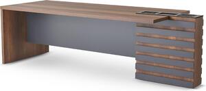 Scrivania da ufficio Marrone Grigio Bicolore Design Moderno Studio Rettangolare