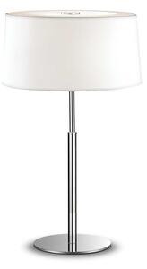 Lampada Da Tavolo 2 Luci Hilton Cromo E Paralume Bianco