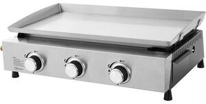 COOKINGBOX Faro: plancha a gas con 3 bruciatori, piastra in acciaio inossidabile da 61 x 35 cm, 8 kW, per installazione a pavimento o da tavolo