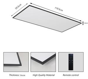 Brilagi - plafoniera LED dimmerabile SLIMFRAME LED/80W/230V 120x60 cm nera + telecomando
