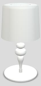Lampada Da Tavolo Eva 3+1 Luci In Resina E Paralumi Alluminio Bianco Opaco