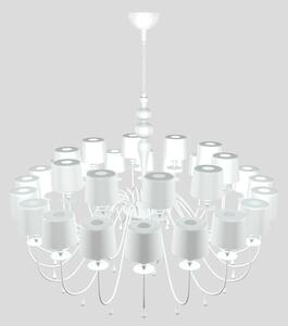 Lampadario A Sospensione Eva 20+10 Luci Resina E Paralumi Alluminio Bianco Opaco