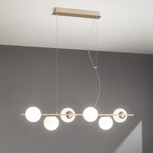 Ondaluce - Lampadario a cavo MONILE 6xE14/10W/230V dorato/bianco