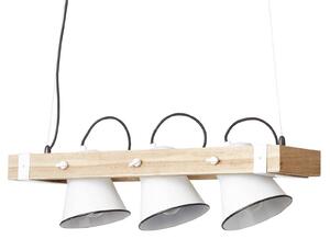 Brilliant Lampada a sospensione Plow 3 luci bianco/legno