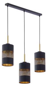 Lampadario a sospensione con cavo BOGART 3xE27/15W/230V nero/oro