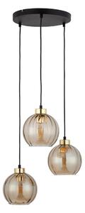 Lampadario LED a sospensione DEVI 3xE27/15W/230V nero/beige fumé