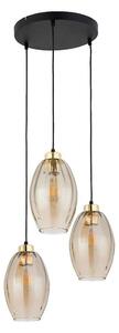 Lampadario LED sospeso a cavo SEBO 3xE27/15W/230V nero/beige fumé