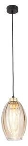 Lampadario LED a cavo SEBO 1xE27/15W/230V nero/beige fumato