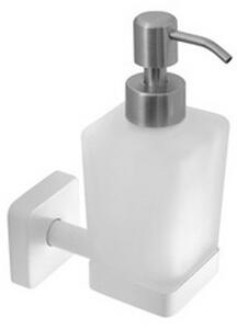 Dispenser di sapone in acciaio inox bianco opaco e vetro opaco | CLODE-B - KAMALU