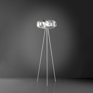 Lampada Da Terra Con Treppiede 1 Luce Flat In Polilux Silver Made In Italy