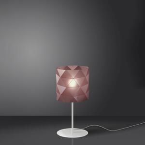Lampada Da Tavolo Moderna 1 Luce Prisma Polilux Rosa Metallico H36 Made In Italy