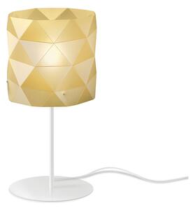 Lampada Da Tavolo Moderna 1 Luce Prisma In Polilux Oro H36 Made In Italy