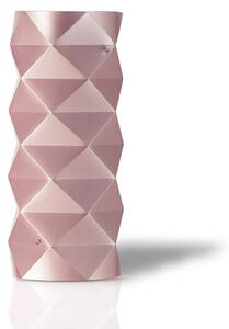 Lampada Da Tavolo Moderna 1 Luce Prisma Polilux Rosa Metallico H32 Made In Italy