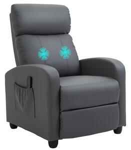 HOMCOM Poltrona Relax Massaggiante con 8 Modalità e 5 Intensità, Poltrona Reclinabile con Poggiapiedi e Telecomando, Similpelle PU, Grigio