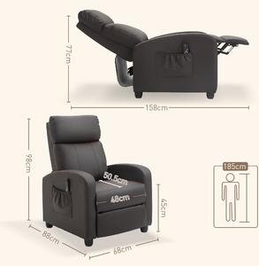 HOMCOM Poltrona Relax Massaggiante con 8 Modalità e 5 Intensità, Poltrona Reclinabile con Poggiapiedi e Telecomando, Similpelle PU, Marrone