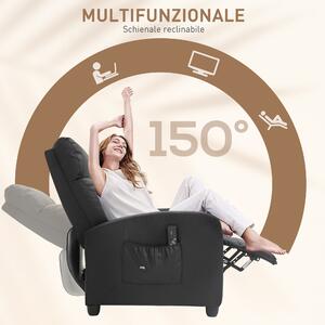 HOMCOM Poltrona Relax Massaggiante con Telecomando e 8 Programmi, Reclinazione e Poggiapiedi, 68x88x98cm, Nero