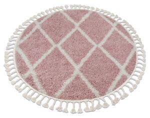 Tappeto BERBER TROIK A0010 cerchio rosa / bianco Frange berbero marocchino shaggy