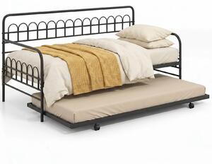 Costway Struttura divano letto in metallo con telaio a doghe robusto e gamba pieghevole, Letto estraibile per camera da letto e soggiorno