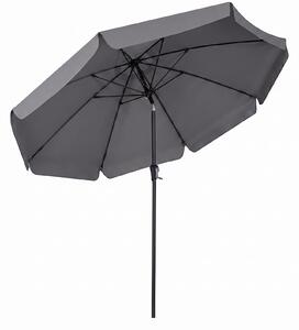 Costway 286 cm Ombrellone da giardino con elegante bordo arricciato 8 stecche, Ombrellone da spiaggia angolo regolabile Grigio